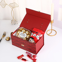 Boîtes cadeaux rigides en carton de luxe pour enfants, miniatures, décoratives, vertes, rouges, oranges, avec poignée en métal, pour chocolat