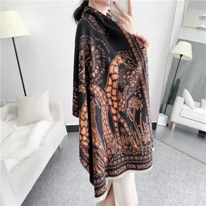 Designer Colorido Tamanho Grande Envoltório Reversível Lã Cashmere Lenço Xaile Liso Mulheres Luxo Inverno Lenço Cashmere Pashmina Xaile