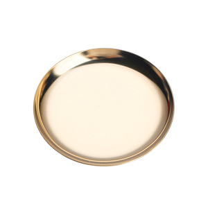 Plateau de présentation de bijoux <span class=keywords><strong>en</strong></span> acier inoxydable avec logo personnalisé pour cadeau, plateau rond petit et doré décoratif, plateau de rangement <span class=keywords><strong>en</strong></span> métal - Product Image 5