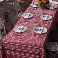 Nappe Jacquard à Motifs Ethniques Tribaux Bohèmes en Gros, Housse de Table en Tissu Tissé Bleu pour Mariages et Décoration d'Événements Extérieurs