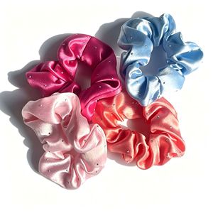 Chouchous en satin style coréen avec strass, élastiques à cheveux étoilés en diamant thermocollé pour femmes - Product Image 3
