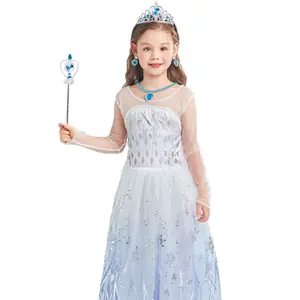 PRINCESS VALLEY Frühling und Herbst Neues Modell Elsa Kleid für Kinder Cosplay Kostüm Phantasie Halloween Weihnachts feier