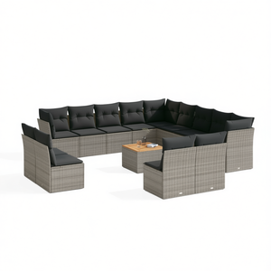 Set Divano da Giardino Moderno in Polyrattan Grigio, 10+ Posti, Arredamento da Esterno, Design Contemporaneo Regolabile - Product Image 1
