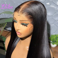 Pelucas de Cabello Vietnamita Virgen Liso 13x6, Pelucas Frontales de Encaje Transparente HD Completas Sin Pegamento, Pelucas de Cabello Indio Remy Liso Extremo