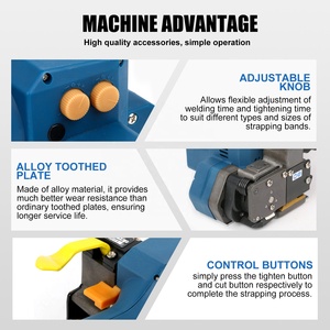 เครื่องรัดสายรัดแบบมือถือ PP/PET ใช้ไฟฟ้า แรงดึงสูง 3000N ทนทาน ปุ่มกดใช้งานง่าย ใช้แบตเตอรี่ - Product Image 5