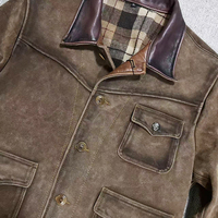 Nouvelles vestes en cuir véritable de vachette suédée épaissie, à la mode, avec finition délavée et vintage, col rabattu
