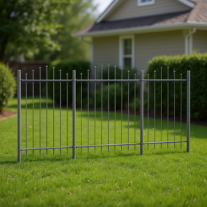 Recinzione da Giardino in Acciaio 66.93 X 64.96 Pollici, Verniciata a Polvere Grigia, Stile Decorativo a Pannelli - Product Image 2