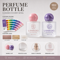 Flacon de parfum vide personnalisé en verre dépoli cylindrique de qualité supérieure, 30ml, 50ml, 100ml, avec bouchon sphérique en résine