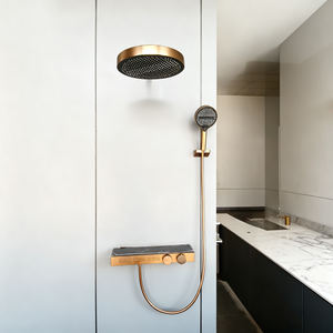 Cabezal de ducha de lluvia de baño completo montado en la pared de lujo, cabezal de termostato dorado, juego de ducha de baño de lluvia de Piano con grifo mezclador - Product Image 2