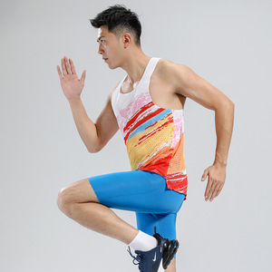 เสื้อกล้ามวิ่งผู้ชายน้ำหนักเบาออกแบบได้ตามต้องการชุดออกกำลังกายแบบมืออาชีพสำหรับนักวิ่งออกกำลังกายแบบแห้งเร็ว - Product Image 4