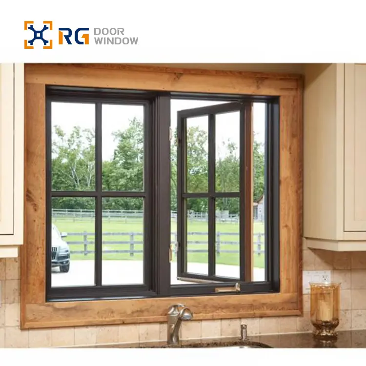 نافذة بابية من الألومنيوم وزجاج على شكل حرف E منخفضة مزودة بعازل حراري بمعايير أسترالية RG100 للمنازل
