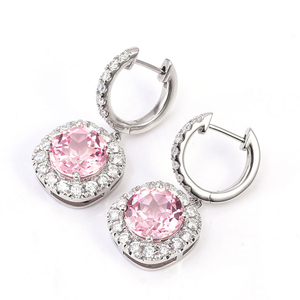 Women's Vintage Lab Grown <b>Sapphire</b> Cluster Platinum Real Gold Moissanite <b>Earring</b> Cushion Cut Lab Gemstone Pendant <b>Earrings</b> Women - Product Image 3