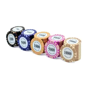 Custom Professional 300 500 1000 Pieces Casino 14g Clay Poker Chips Set Fichas De Poker Arcilla