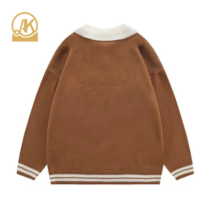 Tùy Chỉnh Mens Tinh Khiết Cotton Dệt Kim Golf Polo Cổ Áo Len Đồng Phục Đan Dài Tay Áo Polo Áo Len - Product Image 2