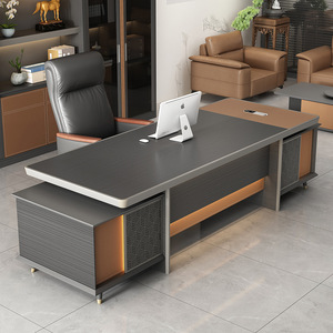 Scrivania Direzionale Moderna di Lusso Eco-Sostenibile con Cassetti, Grande Tavolo da Ufficio per Dirigenti con Dettagli in Pelle, Set di Mobili di Alta Gamma per CEO, Garanzia 10 Anni - Product Image 1