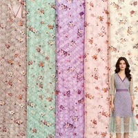 Tissu en maille jacquard de prune, polyester élasthanne respirant, imprimé motif ours mignon et petites fleurs, en tulle textile