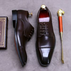 Zapatos de cuero con puntera para hombre, estilo casual de negocios, con puntera cuadrada, tallas grandes, de piel auténtica de vacuno, zapatillas de hombre, comercio exterior - Product Image 2