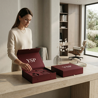 Boîte magnétique bordeaux personnalisable avec logo, conteneur rigide premium avec insert en mousse EVA pour parfums de niche et colognes en gros