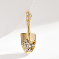 Broche minimaliste personnalisée en cuivre plaqué or en forme de spatule, accessoire électroplaqué