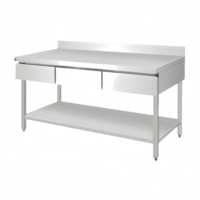 Table de travail professionnelle sur mesure pour cuisine commerciale, construction robuste, acier inoxydable 201 304, 2 niveaux avec tiroirs