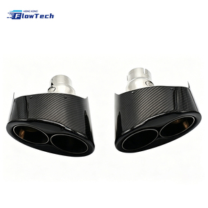 Puntas de escape ligeras de fibra de carbono real para Audi A3 A4 A5 A6 A7, diseño ovalado grande de salida cuádruple, resistentes al calor - Product Image 1