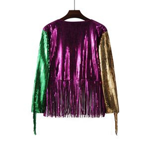 Disponibili Abiti per il Mardi Gras, T-Shirt <span class=keywords><strong>con</strong></span> <span class=keywords><strong>Frange</strong></span> e Paillettes per Donne - Product Image 5