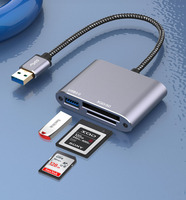 Pembaca kartu logam eksternal USB 3.0, cocok dengan kartu SD XQD XD Tipe C