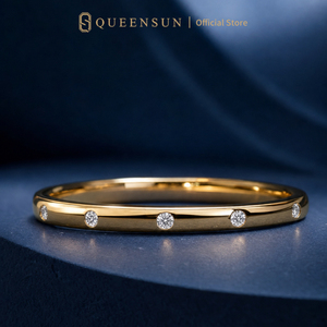 Anillo de Boda Minimalista Apilable de Oro Amarillo Sólido de 18K con Diamantes Cultivados en Laboratorio, Engaste Discreto y Pulido, para Novia - Product Image 2