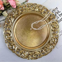 Assiette décorative vintage électroplaquée avec design rétro de luxe léger et motif uni pour hôtel, banquet, mariage, fruits et collations