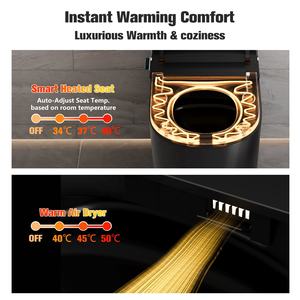 โถสุขภัณฑ์อัจฉริยะเซรามิกสีดำทันสมัย พร้อมรีโมทคอนโทรล ระบบชำระล้างสองโหมด ไฟกลางคืน เซ็นเซอร์อัตโนมัติ และระบบทำความร้อนที่นั่งอัจฉริยะ - Product Image 3