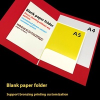 Carpeta de presentación A4 con logotipo personalizado con estampado en caliente, clip de inserción A5, sobre de cartón negro de piel de vaca