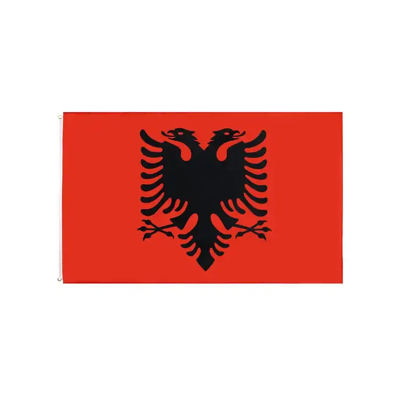 Özel yapılmış sürpriz fiyat dikdörtgen şekli 3x5FT arnavutluk futbol bayrağı tezahürat yarışmalar için