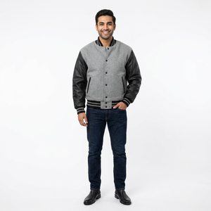 Custom Varsity Jacket for Men Wholesale <b>Blank</b> Men's Varsity Jacket Wool Body And Leather Sleeves CollegeBaseballjacket for men - Product Image 1