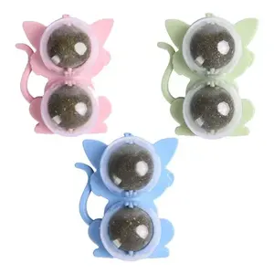 Juguete Masticable para Gatos con Rueda Giratoria, Diseño de Dibujos Animados, Material Plástico, Incluye 3 Juegos, Funcionamiento Manual, para Gatos, Azul - Product Image 3