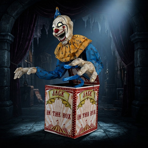 Clown <span class=keywords><strong>mal</strong></span>éfique animatronique <span class=keywords><strong>Jack</strong></span> in the Box pour Halloween avec mouvements, sons et yeux LED – Décoration pour maison hantée - Product Image 3
