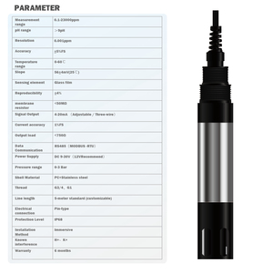 เซ็นเซอร์โซเดียมไอออนแบบดิจิตอล MTW-ISNaT1 ช่วงการวัด 0.1-23000ppm 9pH รับประกัน 6 เดือน ความแม่นยำ 5%FS ความละเอียด 0.001ppm OEM - Product Image 4