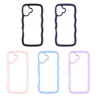 Pour iPhone 16 Plus Transparent Acrylique Retour Vague Motif Cadre Anti-chute Téléphone étui pour iphone 16e 16 Pro 16 Pro Max 16 Plus