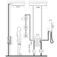 Kit de douche suspendu carré à LED trois fonctions Hongedc, système de douche encastré mural en céramique à installation dissimulée