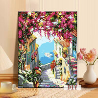 Kit de peinture par numéros encadré Paysage pour adultes, Peinture acrylique DIY facile pour la décoration murale de la maison