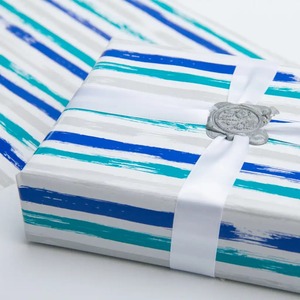 Custom Eco-Friendly Recyclable Double-Sided PE Coated Gift Packaging <b>Paper</b> <b>Roll</b> <b>Blue</b> White Striped Waterproof Digital Printing - Product Image 4