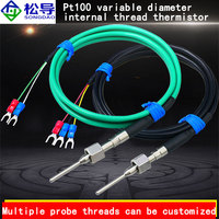 Sonde de température à thermistance Pt100/K avec tube à diamètre variable et filetage mobile M10*1