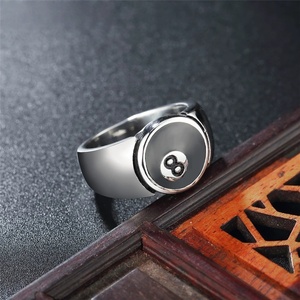2025 Hot New Style New Men's Titanium Steel <strong>Ring</strong> Billiards Number <strong>8</strong> Blank <strong>Ball</strong> <strong>Ring</strong> - Product Image 2