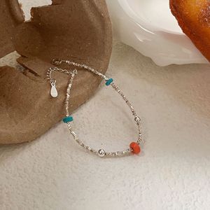 Bracelet en argent sterling Yinruitai S925 avec perles arc-en-ciel pour femmes, bracelet simple fait main avec fragments d'argent irréguliers, bracelet polyvalent - Product Image 5