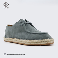 Chaussures en daim et jute pour hommes, fabriquées par Lanci Shoe Manufacturer, style mocassin, personnalisables, avec lacets, design de créateur.
