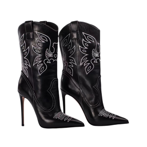 <span class=keywords><strong>Stivali</strong></span> da <span class=keywords><strong>Cowboy</strong></span> per Ragazze OEM/DOM Nuovo Design Punta Affusolata in Pelle PU Marrone Stivale Western con Tacco a Blocco 12cm Altezza Media Polpaccio con Rialzo - Product Image 1