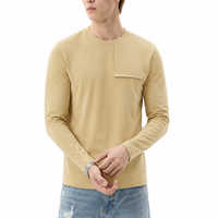 T-shirt de sport à manches longues pour homme, col rond, personnalisable OEM, avec poche poitrine ajustée, respirant, séchage rapide, décontracté, pour l'entraînement