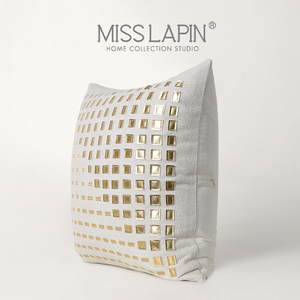 ปลอกหมอนอิงตกแต่งโซฟาสุดหรู,ผ้าคลุมเบาะหรูหราปักลาย PU สีทอง - Product Image 3