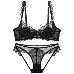 Lingerie sexy européenne et américaine pour femmes, dentelle transparente ultra-fine française, soutien-gorge grande taille, poitrine généreuse, effet amincissant - Product Image 5