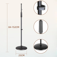 Support de microphone Yinyu MS017 avec base en acier, stabilité extrême et pieds en caoutchouc pour l'enregistrement en studio et les performances en direct