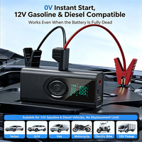 Démarreur de voiture 1000A Peak avec compresseur d'air, booster de batterie portable 12V 8000mAh pour véhicules essence 3.5L et diesel 2.8L